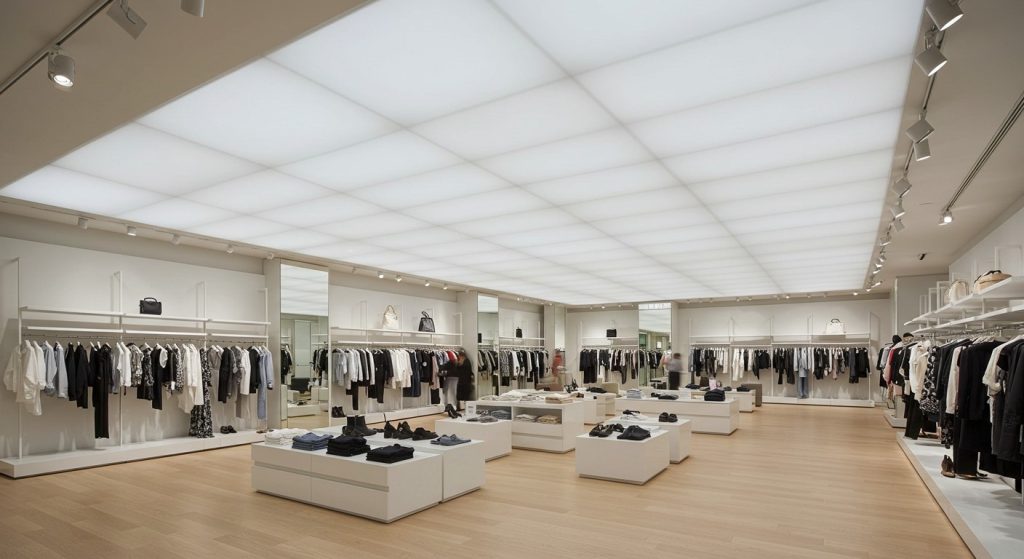 giyim mağazası ışıklı gergi tavan