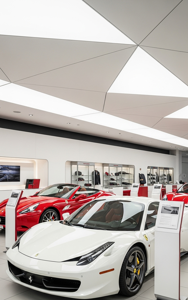 premium oto galeri transparan ve mat gergi tavan arcitem