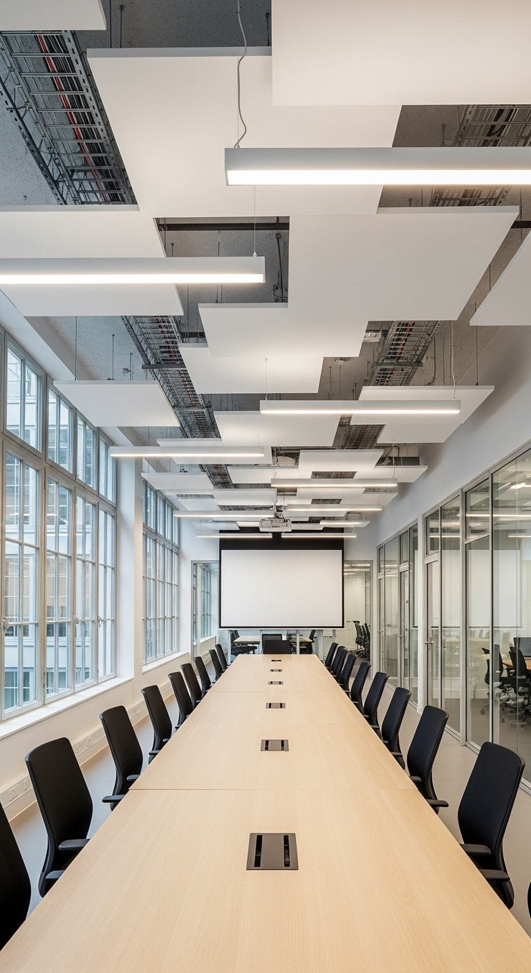 akustik gergi tavan uygulaması toplantı odası